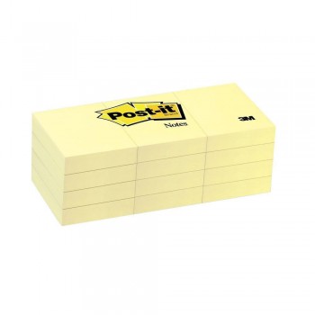 3M 653 Post-It 1.5 inch x2 inch  Yellow 100 Sheets 12 Pad/Pack