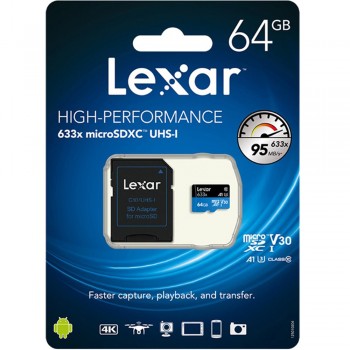 Lexar 633X microSDXC High-Performance UHS-I Memory Cards with SD Adapter (16GB,32GB,64GB,128,256GB)